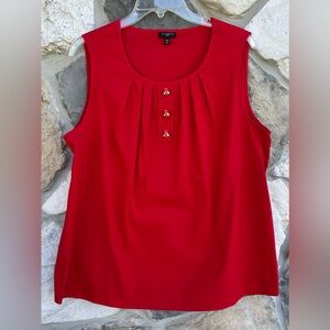 Talbots Sleeveless Blouse 16W Red Casual Spring Layer Bee Charm Elevated Basic